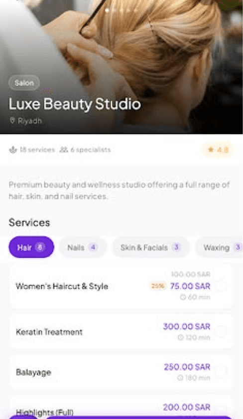 Looks customer booking app